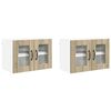 vidaXL Stenski stekleni omarica PORTO 2 pcs Sonoma hrast