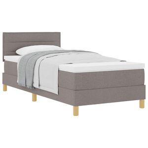 vidaXL Postelja z vzmetnico z vzmetnico Taupe 90 x 200 cm blago