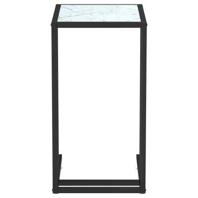 vidaXL Računalniška stranska mizica bel marmor 50x35x65 cm steklo