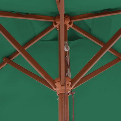 vidaXL Zunanji senčnik z lesenim drogom 150x200 cm zelene barve