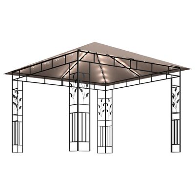 vidaXL Paviljon s komarnikom in LED lučkami 3x3x2,73 m taupe