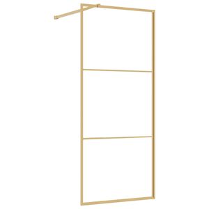 vidaXL Stena za tu&scaron; s prozornim ESG steklom zlata 80x195 cm