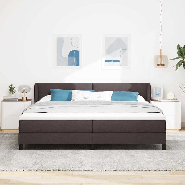 vidaXL Postelja boxspring z vzmetnico Temno rjava 200 x 200 cm blago