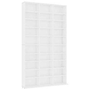 vidaXL Omarica za CD plo&scaron;če bela 102x23x177,5 cm konstruiran les