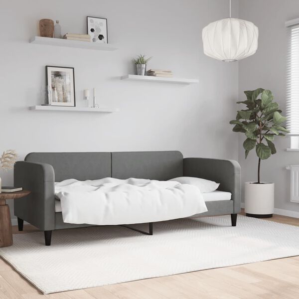 vidaXL Raztegljiva postelja temno siva 90x190 cm blago