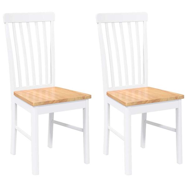 vidaXL Jedilni stoli 2 kosa bele masivne lesene gume