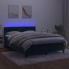 vidaXL Box spring postelja z vzmetnico LED temno modra 140x190cm žamet