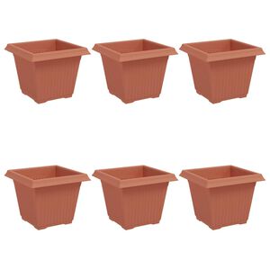 vidaXL Kvadratna cvetlična posoda 6 pcs Kamnito rdeča 20 x 20 x 16 cm