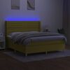 vidaXL Box spring postelja z vzmetnico LED zelena 160x200 cm blago