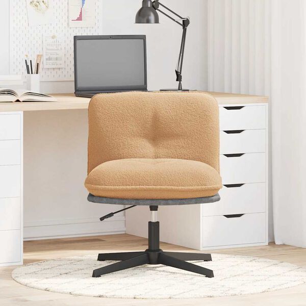 vidaXL Vrtljiv pisarni&scaron;ki stol, Bež kodrasto blago, podobno volni