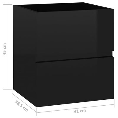 vidaXL Omarica za umivalnik visok sijaj črna 41x38,5x45 cm iverna pl.