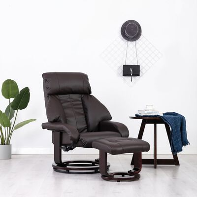 vidaXL TV fotelj s stolčkom za noge rjavo umetno usnje