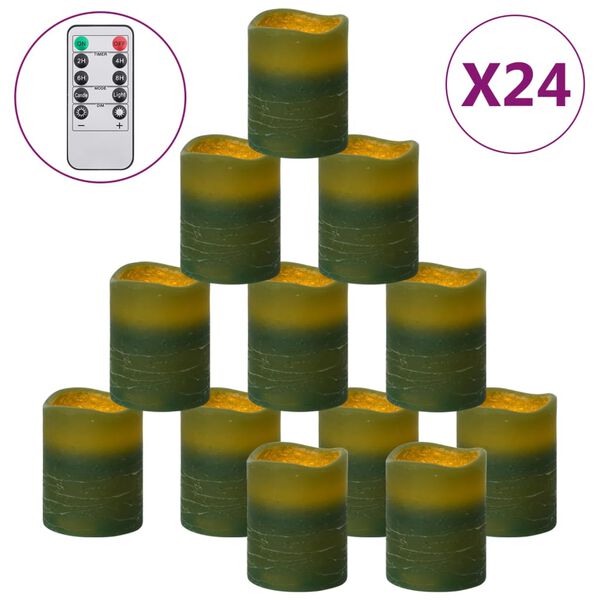 vidaXL LED svečke brez plamena 24 kosov z daljincem toplo bele