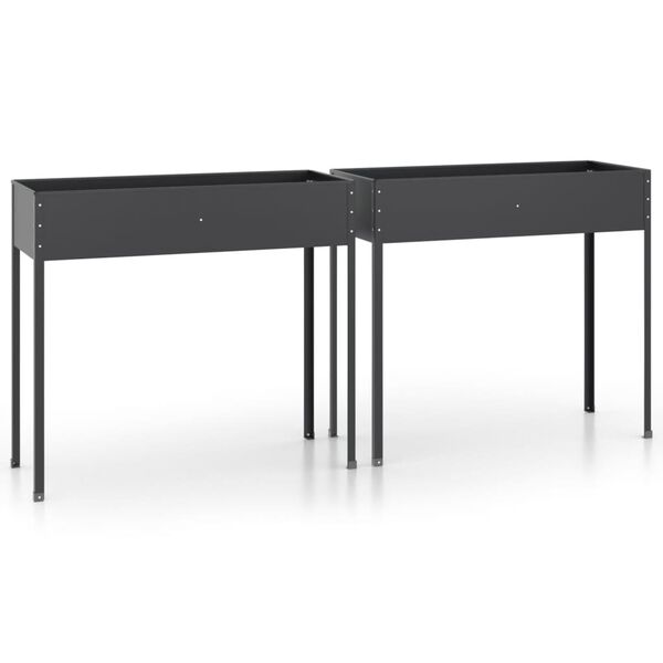 vidaXL Vrtna visoka greda 2 kosa antracit pocinkano jeklo