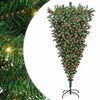 vidaXL Navrtni umetni božični drevo s setom kroglic Zelena 180 cm PVC