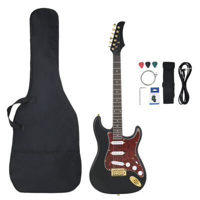 vidaXL Električna kitara za začetnike s torbo črna in zlata 4/4 39"