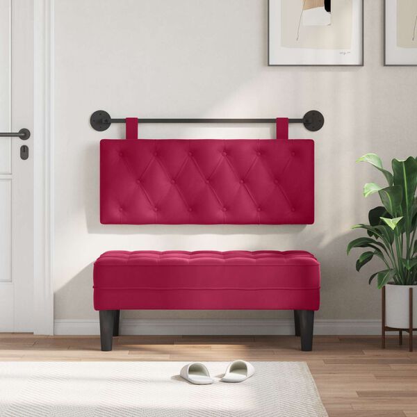 vidaXL Visoki naslon za glavo Vinorodna rdeča 110 x 55 x 7 cm Žamet