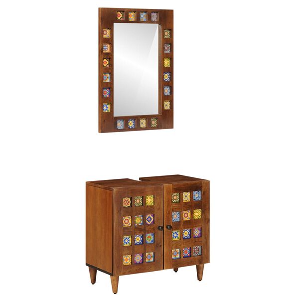 vidaXL Komplet pohi&scaron;tva za kopalnico 2 pcs Oreh Masiven les manga