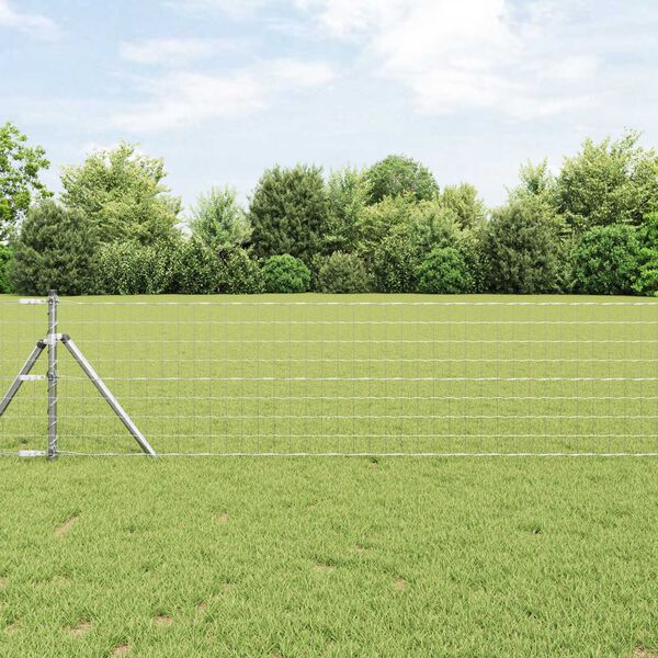 vidaXL Ograja s stebrom srebrna 0,4 x 25 m Jeklo in PVC