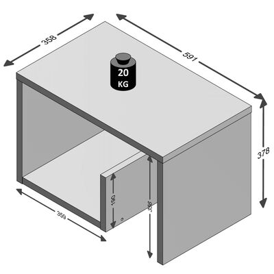 FMD Klubska mizica 2 v 1 59,1x35,8x37,8 cm bela