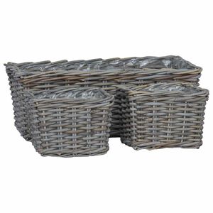 vidaXL Ko&scaron;ara za rastline s shranjevanjem 3 pcs Siva Kubu rattan