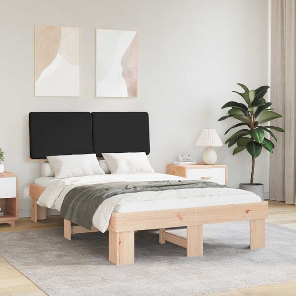 vidaXL Posteljni okvir z oblazinjenim vzglavjem Črna 120 x 200 cm