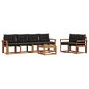 vidaXL Zunanja garnitura za sedenje z blazino 7 pcs Naravna in črna