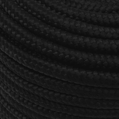 vidaXL Delovna vrv črna 14 mm 100 m poliester