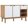 vidaXL Komoda OTTA rjava in bela 114x43x73,5 cm trdna borovina