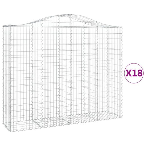 vidaXL Obokane gabion ko&scaron;are 18kosi 200x50x160/180 cm pocinkano železo
