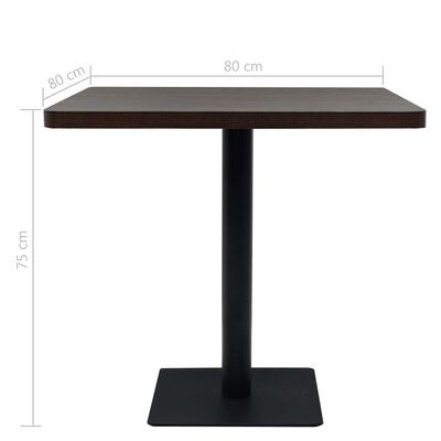 vidaXL Bistro miza iz mediapana in jekla 80x80x75 cm temna jesenovina
