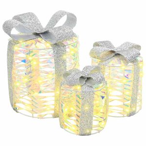 vidaXL Dekoracija Darilne &Scaron;katle 3 kos Toplo bela 20 x 20 x 20 cm PET