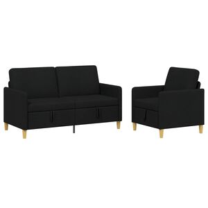 vidaXL Sofa set z shrambo 2 kos Črna Poliester