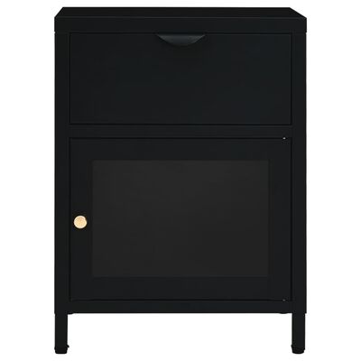 vidaXL Nočna omarica črna 40x30x54,5 cm jeklo in steklo