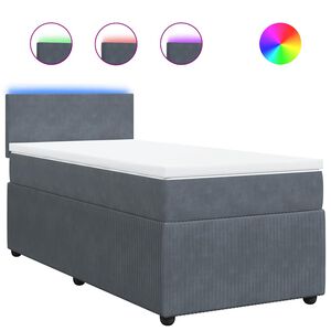 vidaXL Box spring postelja z vzmetnico temno siva 80x200 cm žamet