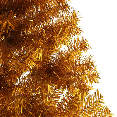 vidaXL Umetna polovična novoletna jelka s stojalom zlata 240 cm PET