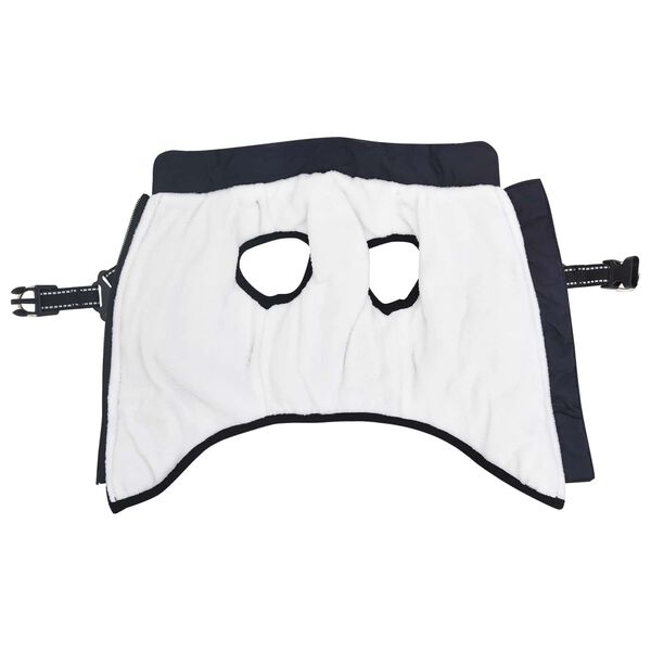 vidaXL Pasja jakna z jermenom Temno modra S Flis in poliester