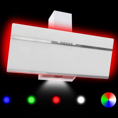 vidaXL RGB kuhinjska napa LED 90 cm nerjaveče jeklo in kaljeno steklo