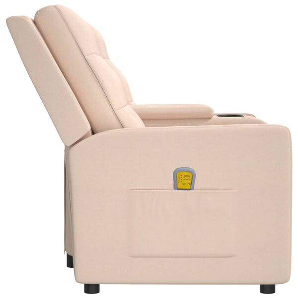 vidaXL Masažni dvosed z držali za skodelico krem