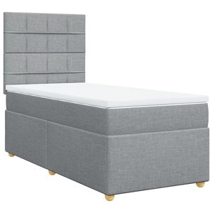 vidaXL Box spring postelja z vzmetnico svetlo siva 90x190 cm blago