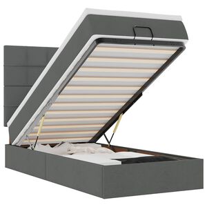 vidaXL Otomanski posteljni okvir z vzmetnico siv 90x190 cm blago