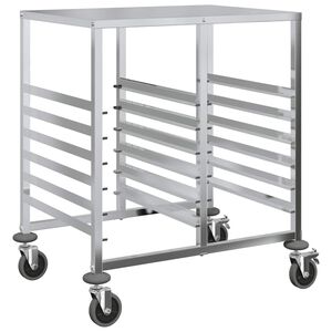 vidaXL Voziček za pladnje z 12 GN posodami 75x55x87 cm nerjaveče jeklo