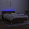 vidaXL Box spring postelja z vzmetnico LED temno rjava 140x190cm blago