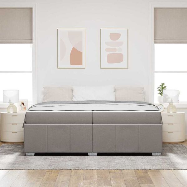 vidaXL Konstrukcija postelje z vzmetnico Taupe 200 x 200 cm blago