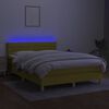 vidaXL Box spring postelja z vzmetnico LED zelena 140x190 cm blago