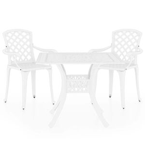 vidaXL Bistro garnitura 3-delna liti aluminij bela