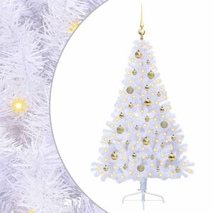vidaXL Umestno božično drevo med 150 LED Bela 150 cm PVC in jeklo