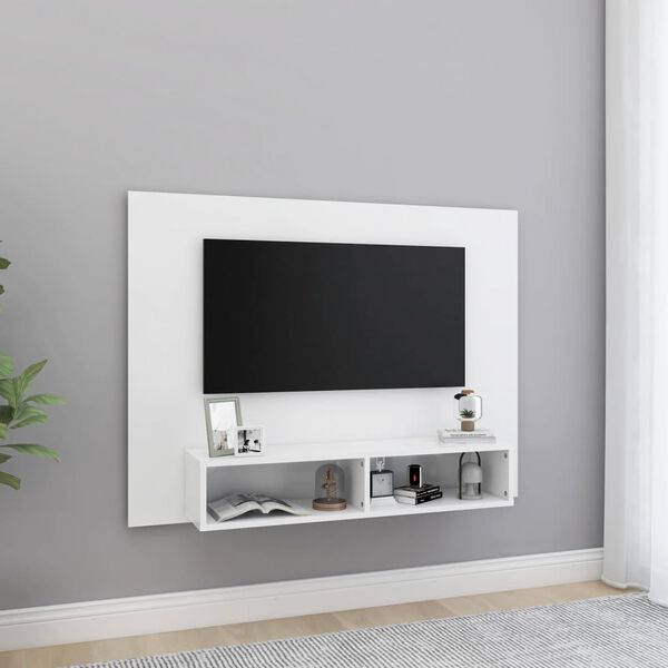 vidaXL Stenska TV omarica bela 120x23,5x90 cm inženirski les