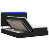 vidaXL LED Postelja za Shranjevanje z Blazino Črna 200 x 200 cm Blago