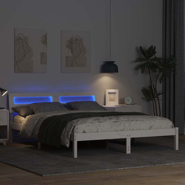 vidaXL Konstrukcija postelje Bela 140 x 200 cm Masivno borovo les